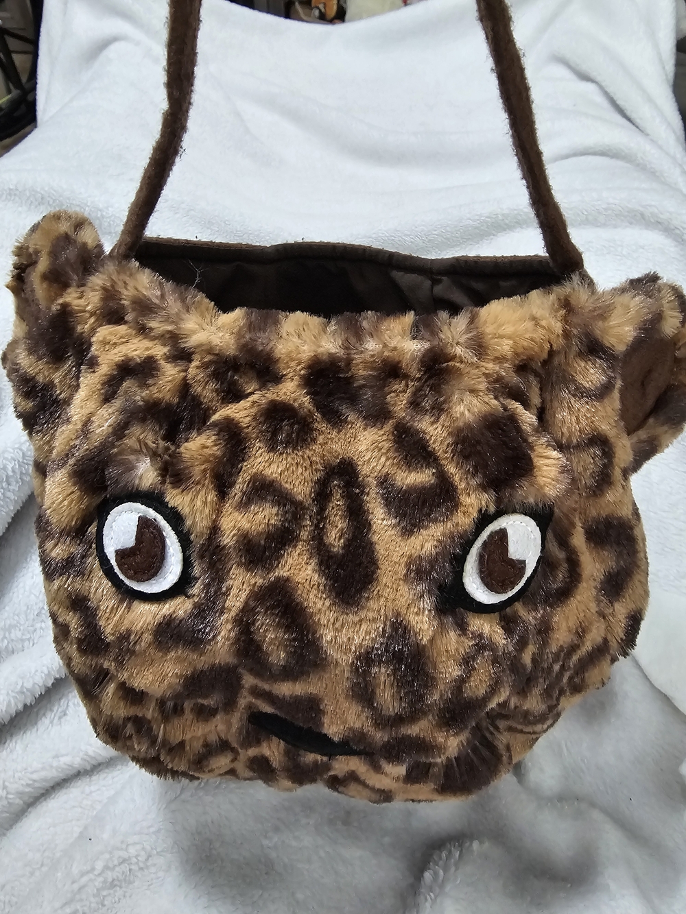 Pottery Barn Kids Plush Leopard Face Purse Animal Tote Bag - Picture 7 of 7